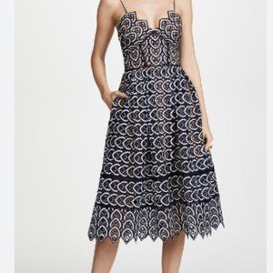 Self-Portrait Azalea/Azaelea Dress Navy Size 8- Worn Once Pristine